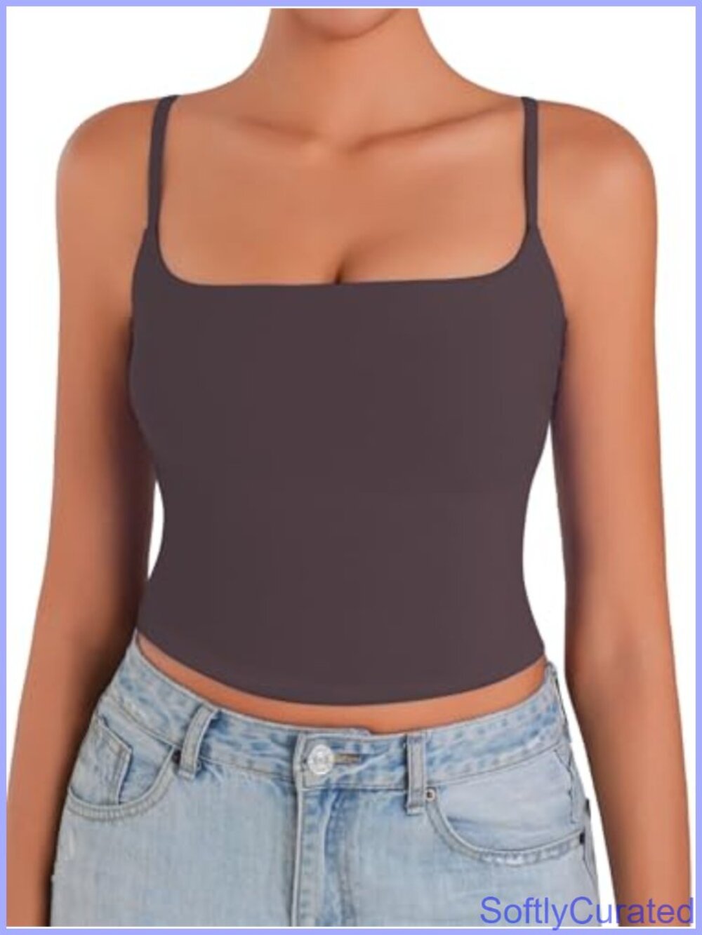 Square Neck Double Lined Tank Top Adjustable Straps Backless